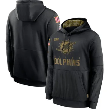 Men's Nike Miami Dolphins Black 2020 Salute to Service Sideline Performance Pullover Hoodie -