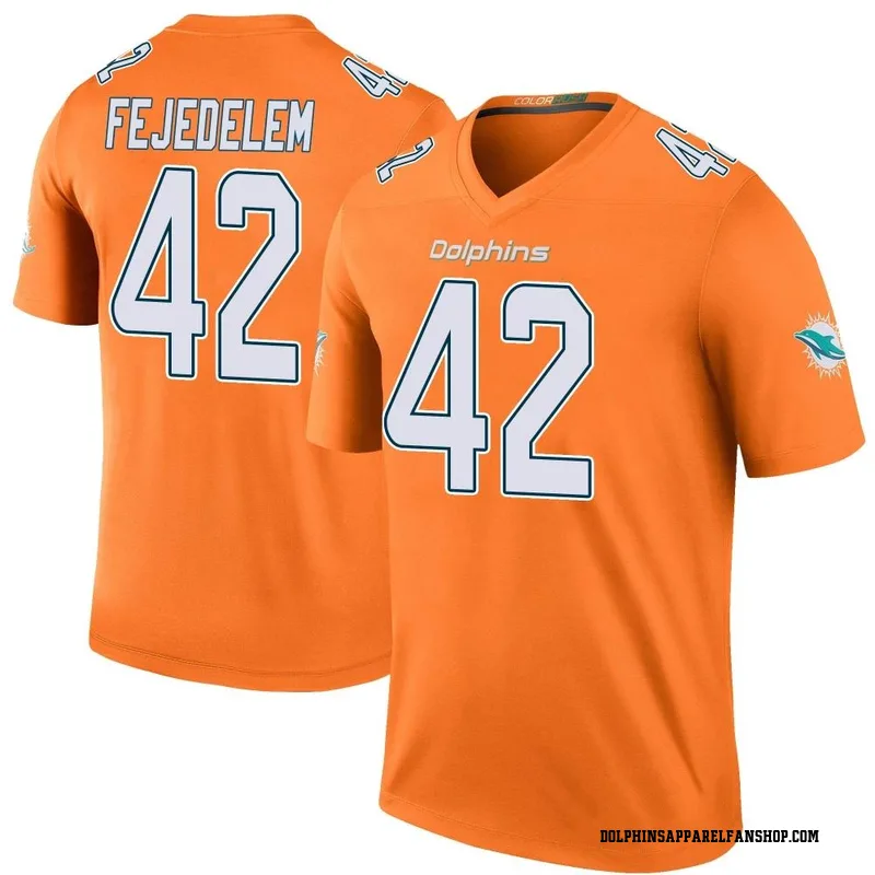 Men's Nike Miami Dolphins Clayton Fejedelem Orange Color Rush Jersey - Legend