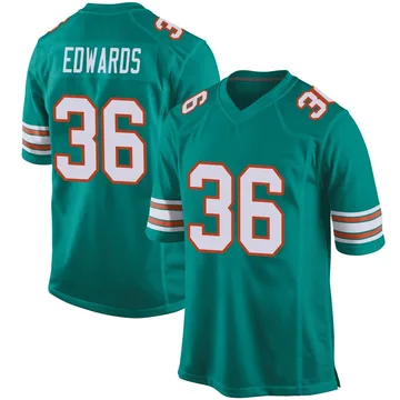 Men's Nike Miami Dolphins Donovan Edwards Aqua Alternate Jersey - Game
