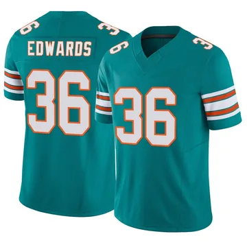 Men's Nike Miami Dolphins Donovan Edwards Aqua Alternate Vapor F.U.S.E. Jersey - Limited