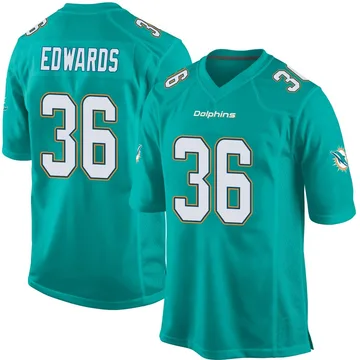 Men's Nike Miami Dolphins Donovan Edwards Aqua Team Color Jersey - Game