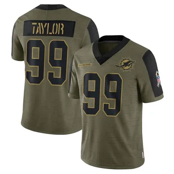 Men's Miami Dolphins Jason Taylor Olive 2021 Salute To Service Jersey - Limited