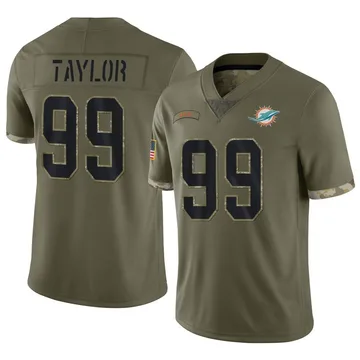 Men's Miami Dolphins Jason Taylor Olive 2022 Salute To Service Jersey - Limited