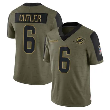 Men's Miami Dolphins Jay Cutler Olive 2021 Salute To Service Jersey - Limited