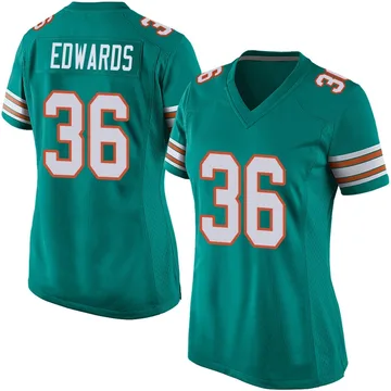 Women's Nike Miami Dolphins Donovan Edwards Aqua Alternate Jersey - Game
