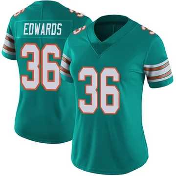 Women's Nike Miami Dolphins Donovan Edwards Aqua Alternate Vapor Untouchable Jersey - Limited