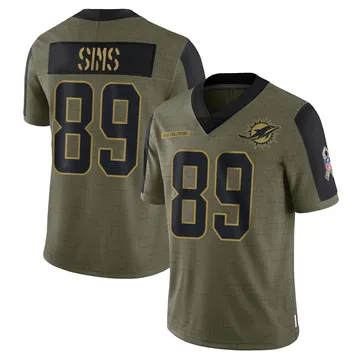 Youth Nike Miami Dolphins Ben Sims Olive 2021 Salute To Service Jersey - Limited
