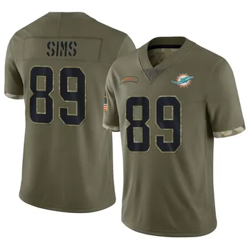 Youth Nike Miami Dolphins Ben Sims Olive 2022 Salute To Service Jersey - Limited