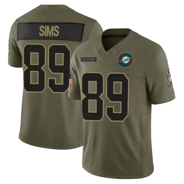 Youth Nike Miami Dolphins Ben Sims Olive 2025 Salute to Service Jersey - Limited