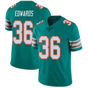 Youth Nike Miami Dolphins Donovan Edwards Aqua Alternate Vapor Untouchable Jersey - Limited