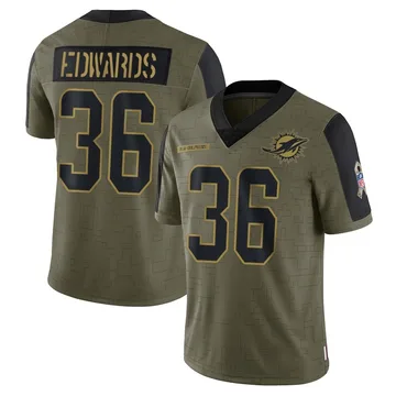 Youth Nike Miami Dolphins Donovan Edwards Olive 2021 Salute To Service Jersey - Limited