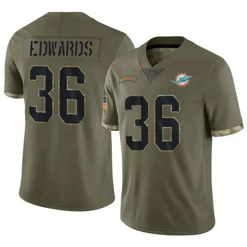 Youth Nike Miami Dolphins Donovan Edwards Olive 2022 Salute To Service Jersey - Limited