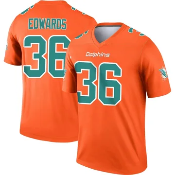Youth Nike Miami Dolphins Donovan Edwards Orange Inverted Jersey - Legend