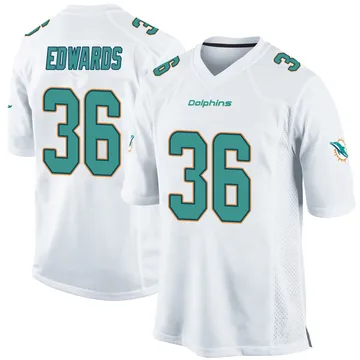 Youth Nike Miami Dolphins Donovan Edwards White Jersey - Game