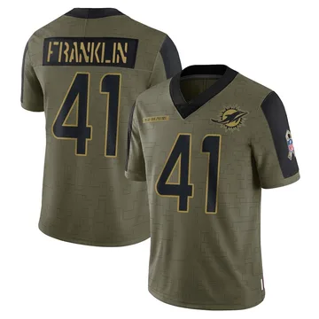 Youth Nike Miami Dolphins Jeremiah Franklin Olive 2021 Salute To Service Jersey - Limited