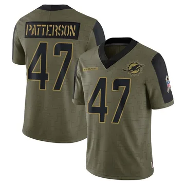 Youth Nike Miami Dolphins Riley Patterson Olive 2021 Salute To Service Jersey - Limited